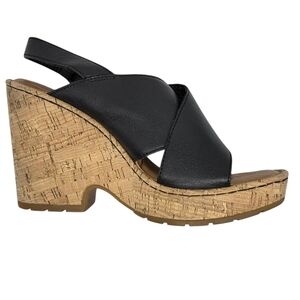 Born Women's Jenni Leather Cork Wedge Sandal Sz 8 Summer Open Toe
